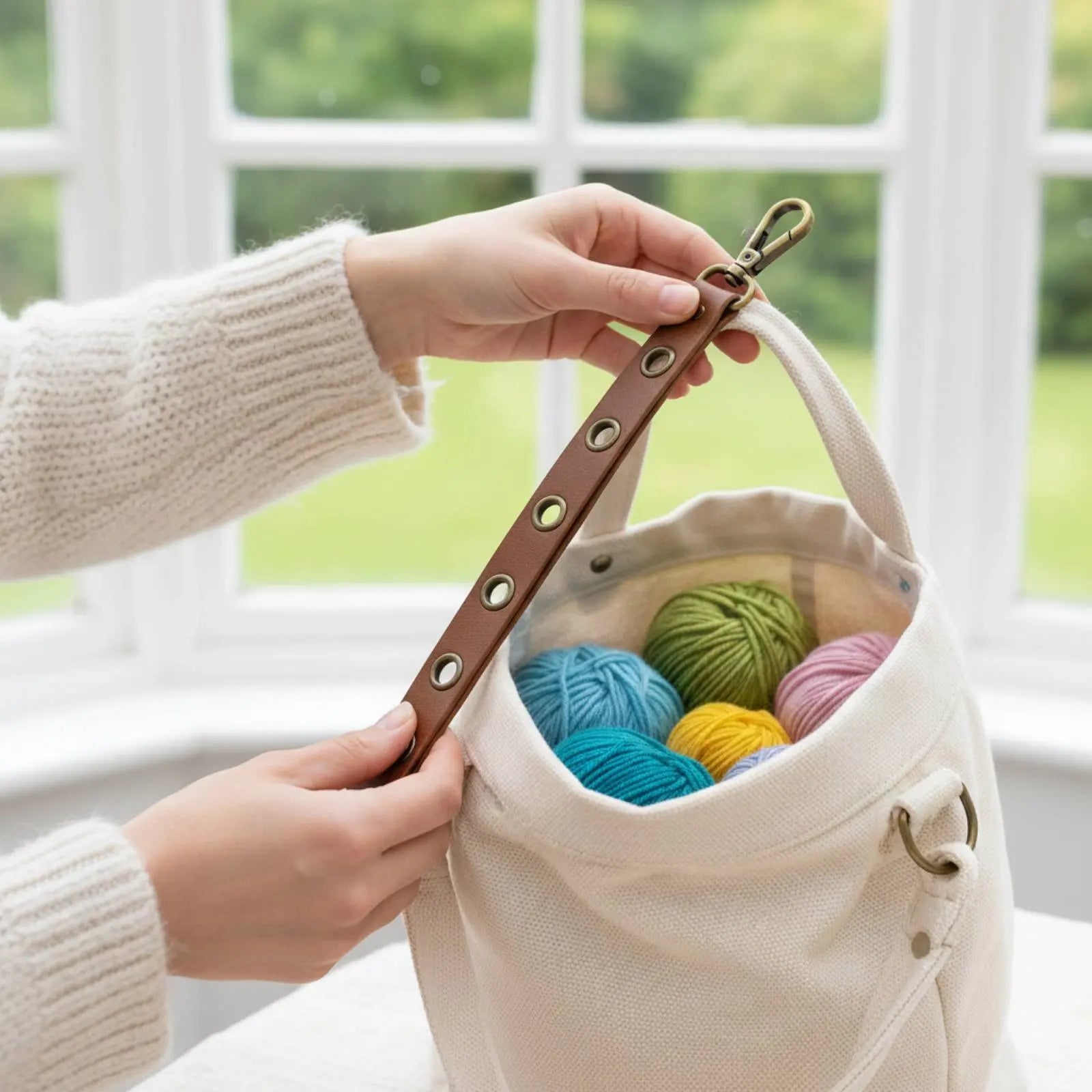 Leather Yarn Organizer Easy to Organize Knitting Yarn Organizer Crochet Thread Guide Tangleuntangled Hobby Storage Long-Lasting